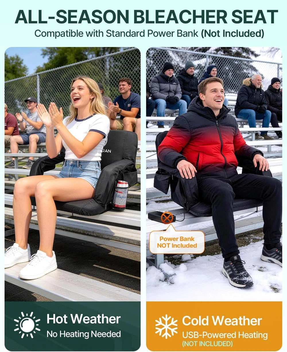 Heated Stadium Seat with Back Support